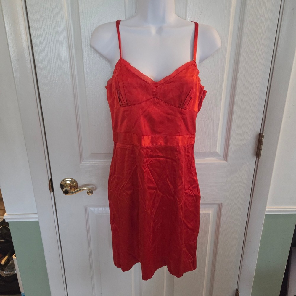 Armani Exchange Red Orange Silk Blend Mini Dress Sweetheart Neckline Sz 6 Formal